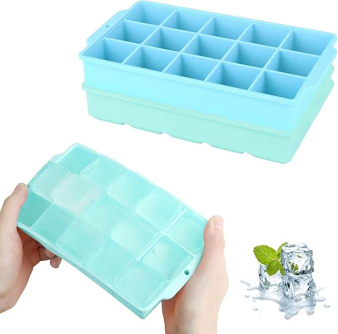 JOPHEK Eiswürfelform, 2 Stück 30 Fach Silikon Eiswürfelschale, Große Quadratische Eiswürfel 3.5cm für Cocktails Whisky Wein Obst Fruchtpürees Eiscreme Eistee