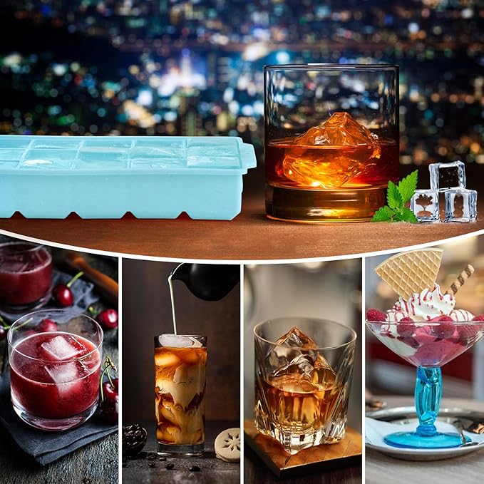 JOPHEK Eiswürfelform, 2 Stück 30 Fach Silikon Eiswürfelschale, Große Quadratische Eiswürfel 3.5cm für Cocktails Whisky Wein Obst Fruchtpürees Eiscreme Eistee