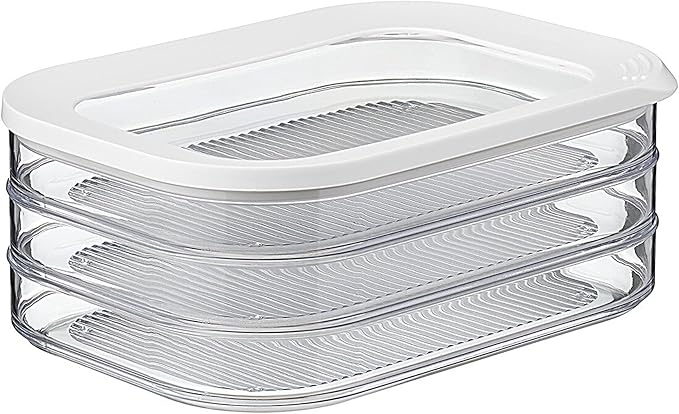 Mepal Aufschnittboxen für Kühlschrank mit 3 lagen - Wurst Aufbewahrung Kühlschrank mit Deckel - Geeignet zur Aufbewahrung von Fleischprodukten - Kühlschrank Organizer Aufschnitt - 3 x 550 ml - White